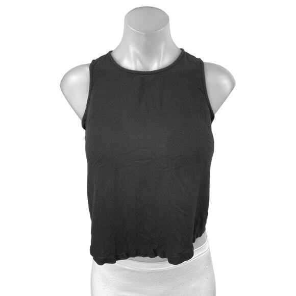 Banana Republic Women's Black Sleeveless High Neck Button Back Crop Tank Top XS - Picture 1 of 4